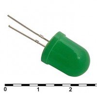 Светодиод 10 mm green 30 mCd 20, R14-8