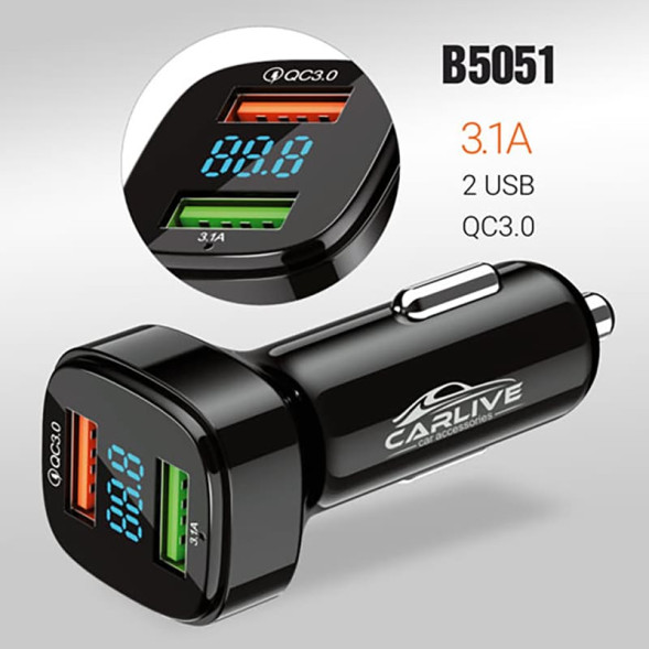  АЗУ Carlive CR29 2USB + QC3.0 18W с инд. вольтметра