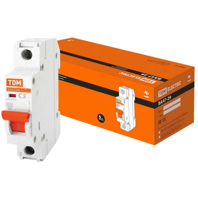 Автоматический выключатель ВА47-29 1Р 3А 4.5кА х-ка С
