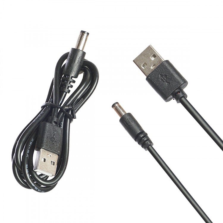Шнур-адаптер USB A - DC 2.1x5.5мм 1 метр, T2-21