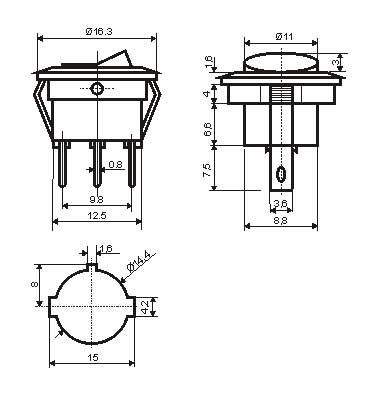 Выключатель KCD5 ON-OFF красный