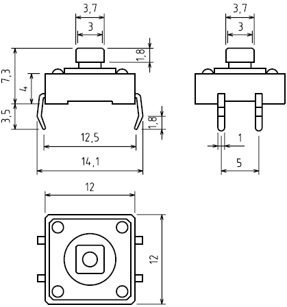 Кнопка B3F-4055 12x12x7.3 Omron