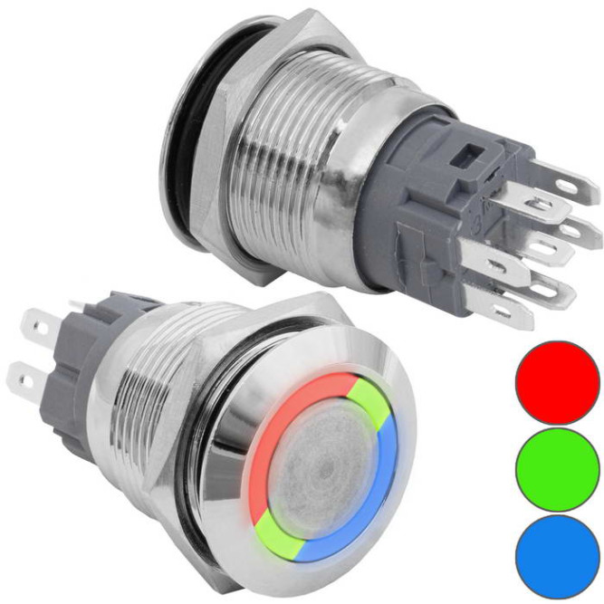 Кнопка антивандальная GQ19B-10E/RGB/N off-(on)