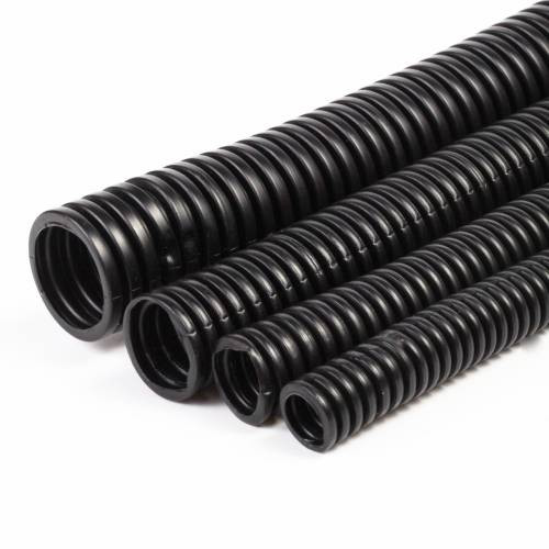 Труба гофрированная D 6,6мм с прорезью (гофра для кабеля) ПНД черная, 1 метр