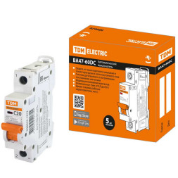 Автоматический выключатель ВА47-60DC 1P 20А 6кА х-ка С 220В