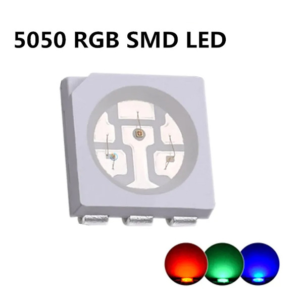 Светодиод 5050 RGB 1900-2050mcd G/B-3V R-2V, R15-6