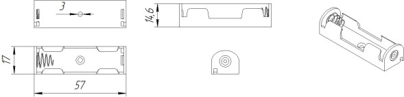 Батарейный отсек Li-ion 1X14500