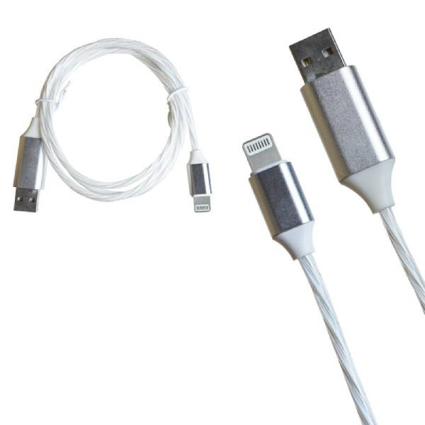 Кабель USB светящийся Z1 Lightning  1000mm (white), E25-23