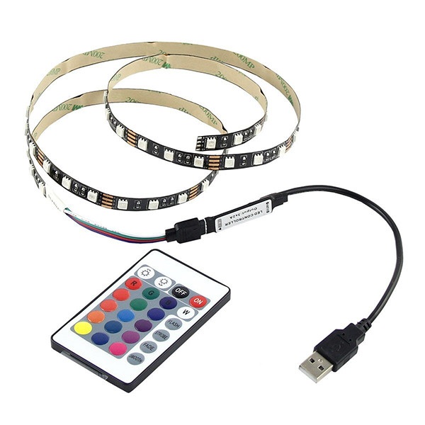 RGB лента 5050 USB 5 Вольт, с контроллером, ДУ, 3 метра, LED-26