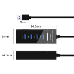 USB HUB 4 USB3.0 Ports 120cm