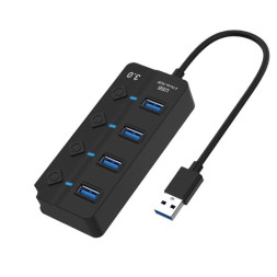 USB HUB 4 USB3.0 Ports с выключателями, провод 30cm