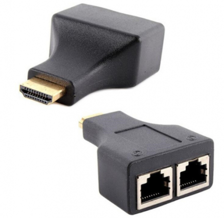 Адаптер Smartbuy для передачи HDMI сигнала по витой паре UTP 5e/6, до 30 м (2 адаптера) (A250), PS-28