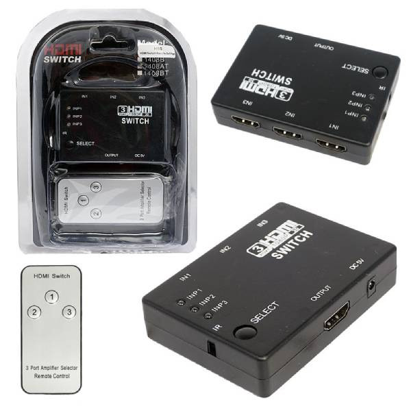 Адаптер H56 HDMI Swicth+Remote 3x1 Port с пультом, PS-37