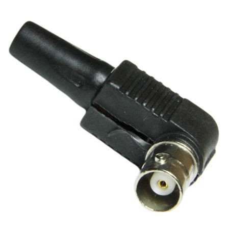 Разъем BNC "гн" угловой пластик на кабель RG-58, RG-59, RG-6, E20-34