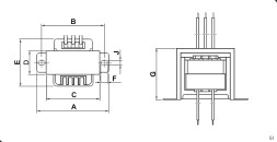 Трансформатор EI41-17 220v to 2x12V 3W