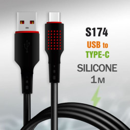 Кабель USB G15 Type-C силиконовый 1000mm Black No Logo