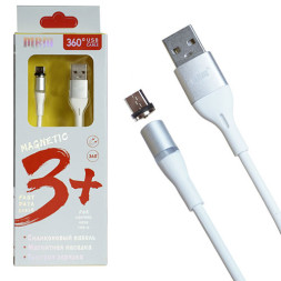 Кабель USB MRM-360 Micro силиконовый магнитный 1000mm, белый