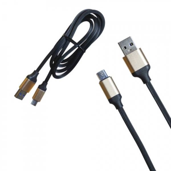 Кабель USB R12 Резиновый Micro 1000mm Quik Charge (Black), E30-4