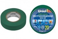 Изолента Uniel UIT-135P 0,135x15mm, зеленая, 20 метров, UIT-6