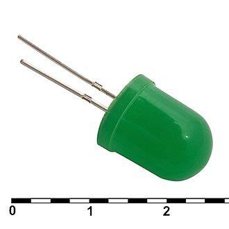 Светодиод 10 mm green 30 mCd 20, R14-8