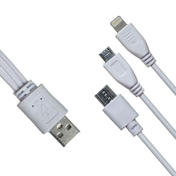 Кабель USB 3в1  Lightning + Micro + Type-C TPE  200mm, E28-34